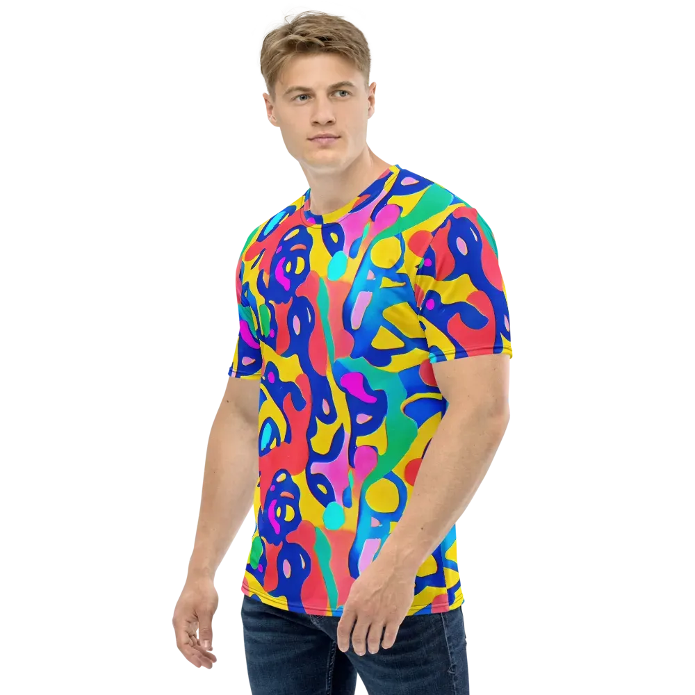 Electric Spill on Men's Crew Neck T-Shirt — Left