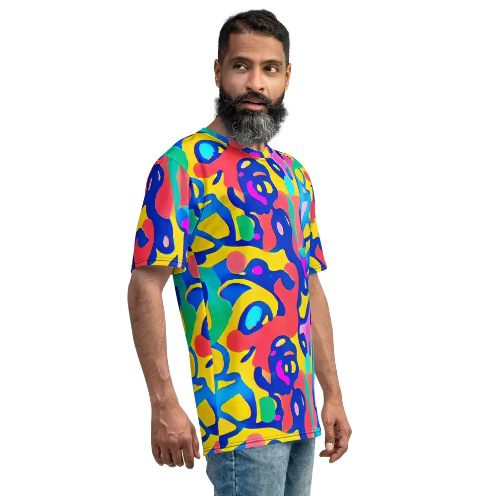 Electric Spill on Men's Crew Neck T-Shirt — Right