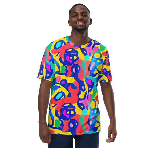 Electric Spill on a Men's Crew Neck T-Shirt