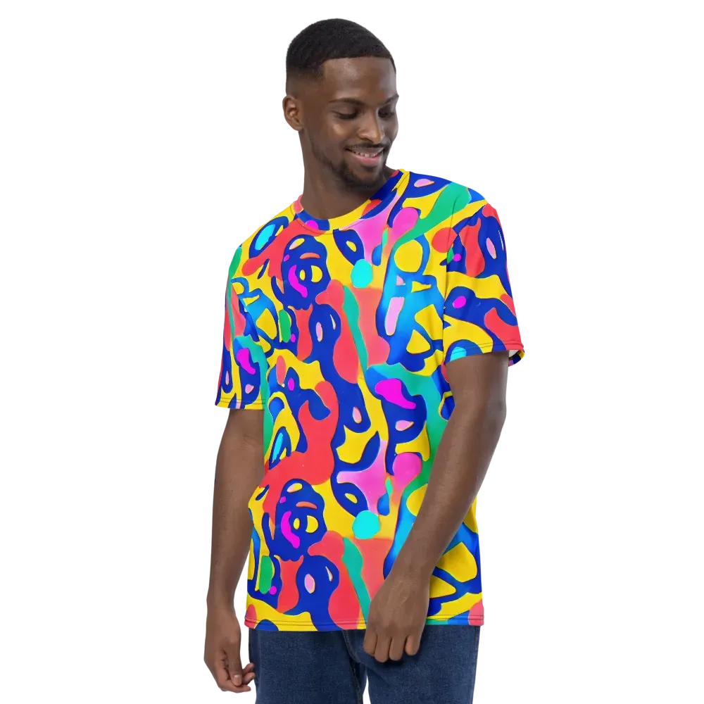 Electric Spill on Men's Crew Neck T-Shirt — Left