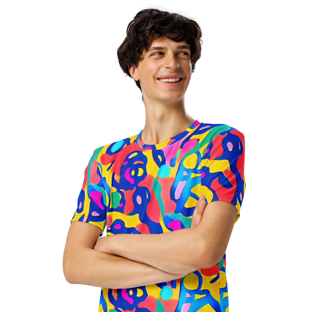 Electric Spill on Men's Crew Neck T-Shirt — Left Front
