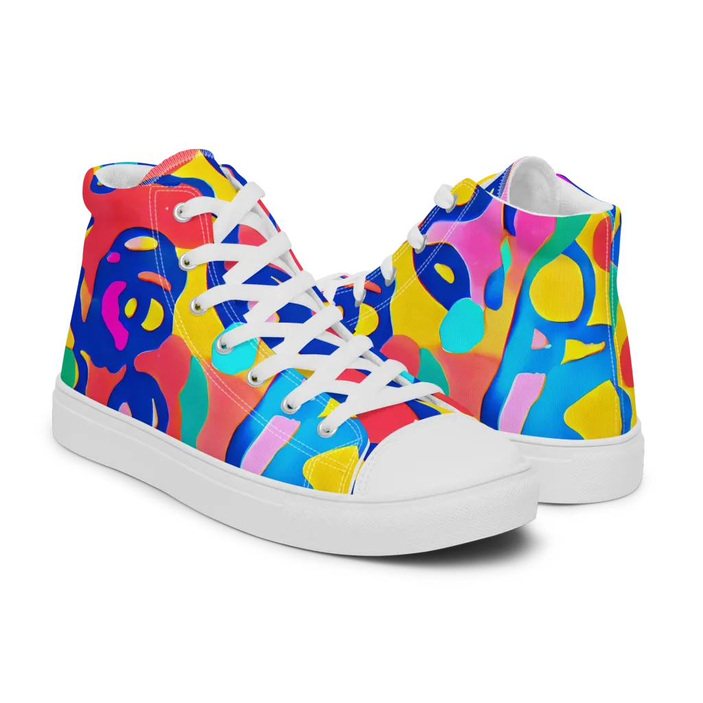 Electric Spill on Men's High Top Canvas Shoes — Right