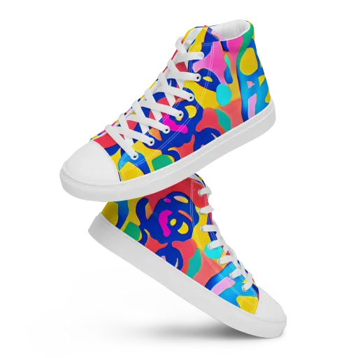 Electric Spill on a Men's High Top Canvas Shoes