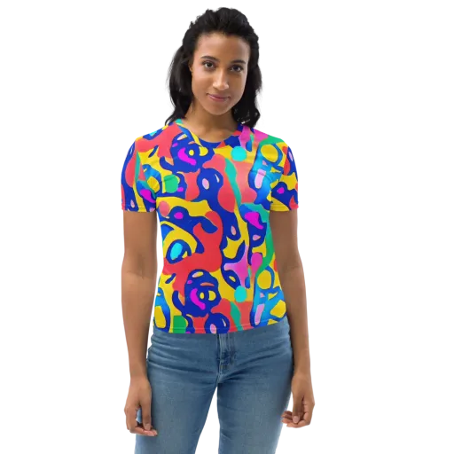 Electric Spill on a Women's Crew Neck T-Shirt
