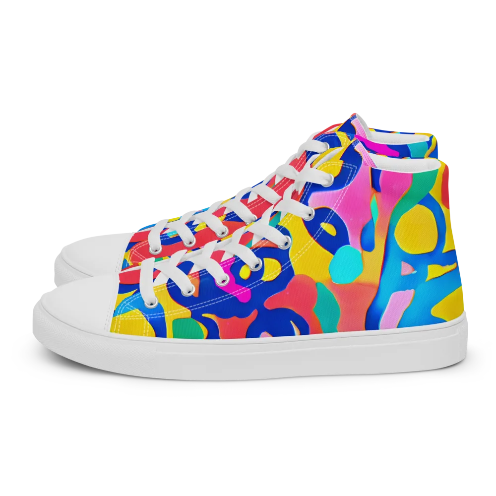 Electric Spill on Women's High Top Canvas Shoes — Left