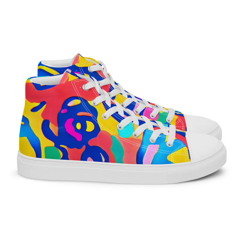 Electric Spill on Women's High Top Canvas Shoes — Right