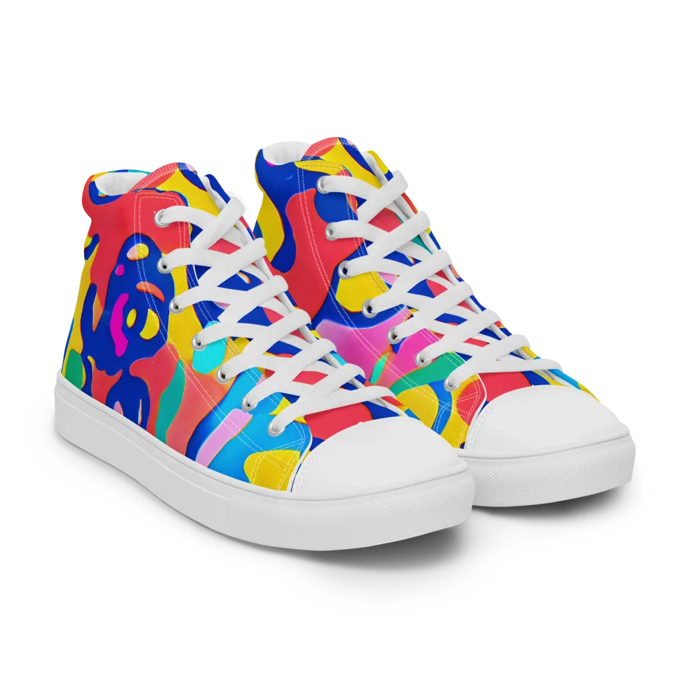 Electric Spill on Women's High Top Canvas Shoes — Right Front