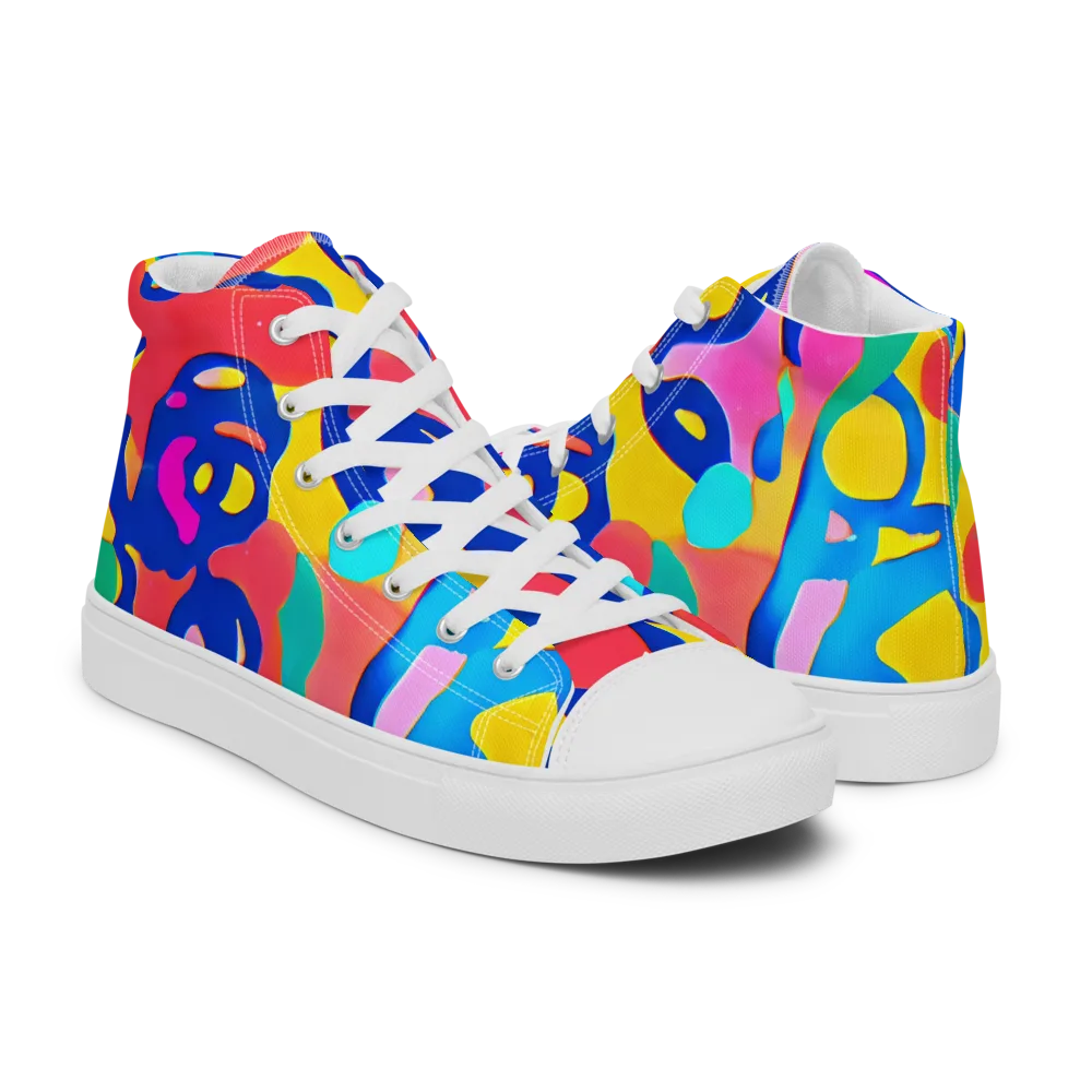 Electric Spill on Women's High Top Canvas Shoes — Right