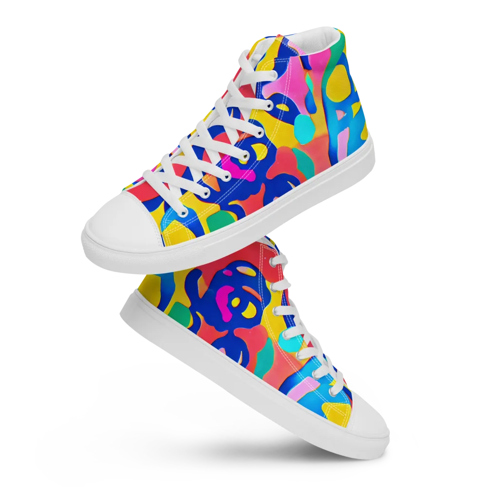 Electric Spill on Women's High Top Canvas Shoes — Front