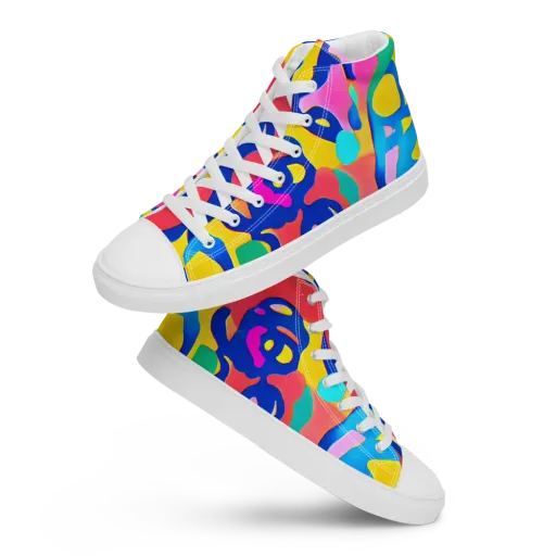 Electric Spill on a Women's High Top Canvas Shoes