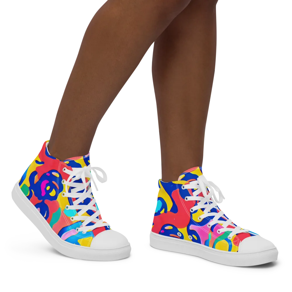 Electric Spill on Women's High Top Canvas Shoes — Right
