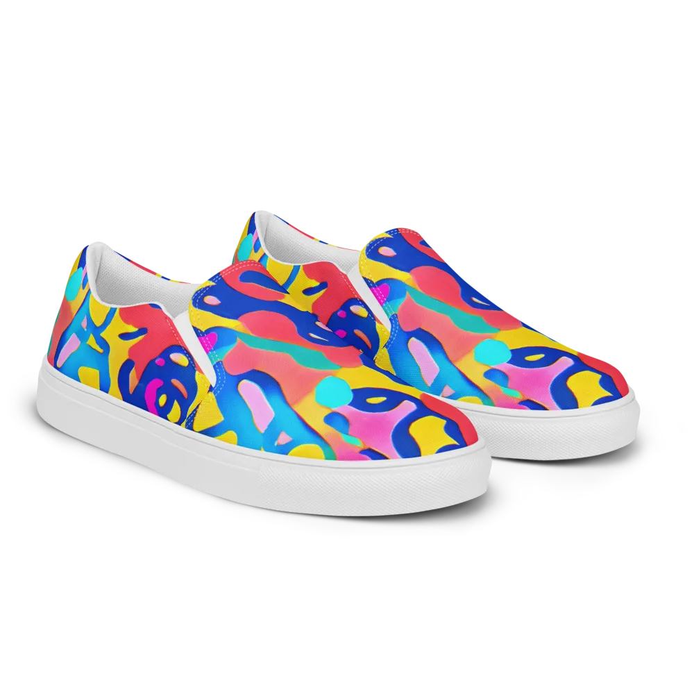 Electric Spill on Men's Slip-On Canvas Shoes — Right Front