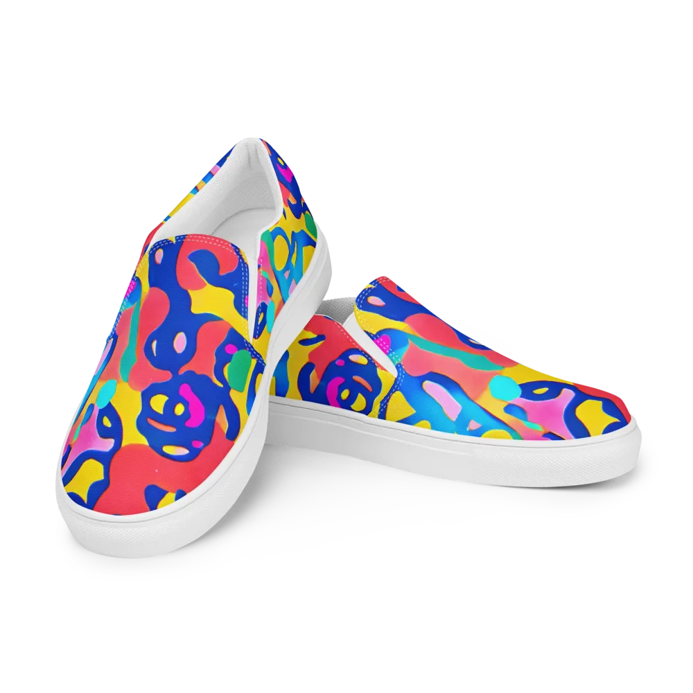 Electric Spill on Men's Slip-On Canvas Shoes — Left Front