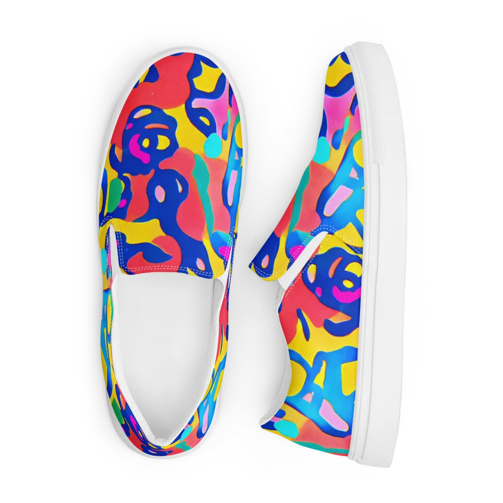 Electric Spill on Men's Slip-On Canvas Shoes — Front