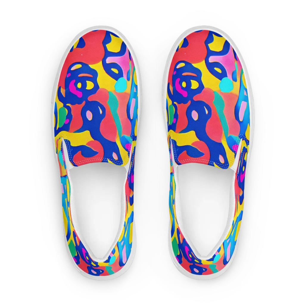 Electric Spill on Women's Slip-On Canvas Shoes — Front