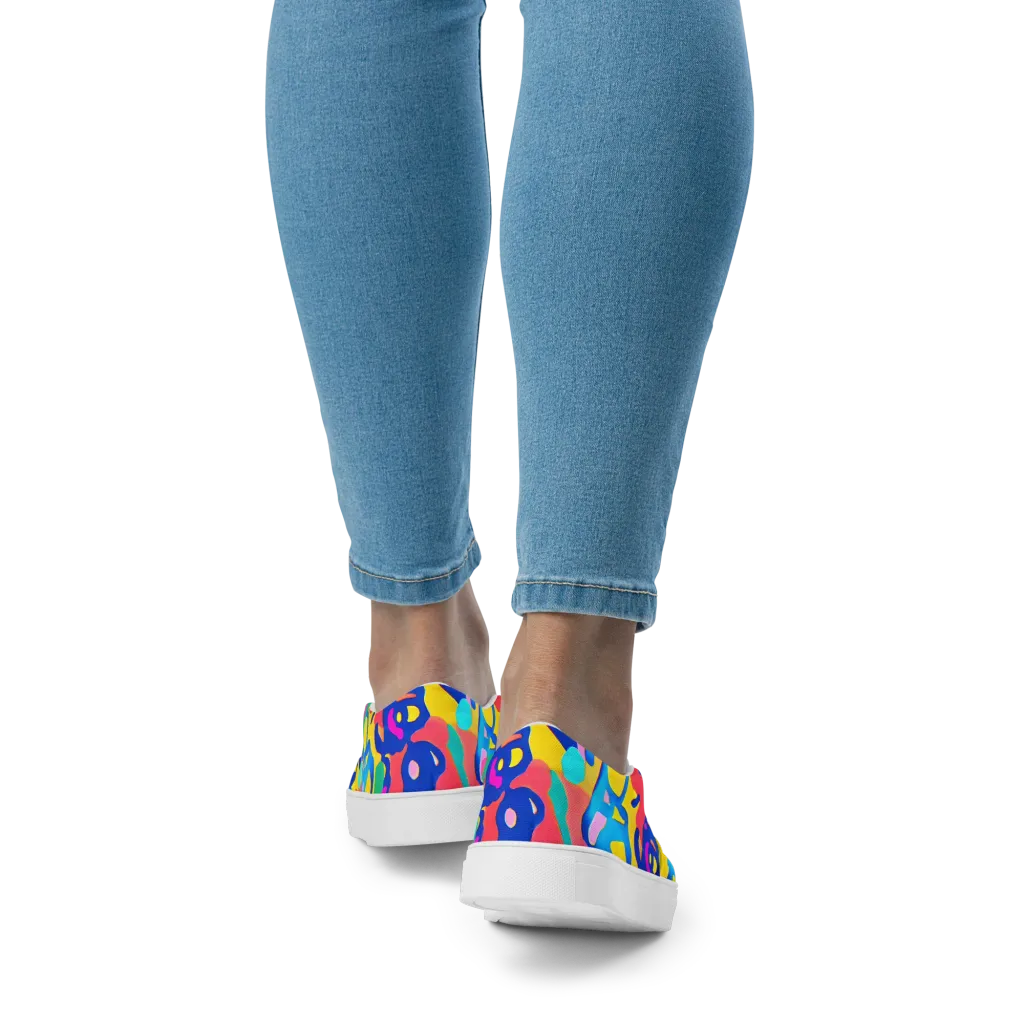 Electric Spill on Women's Slip-On Canvas Shoes — Back