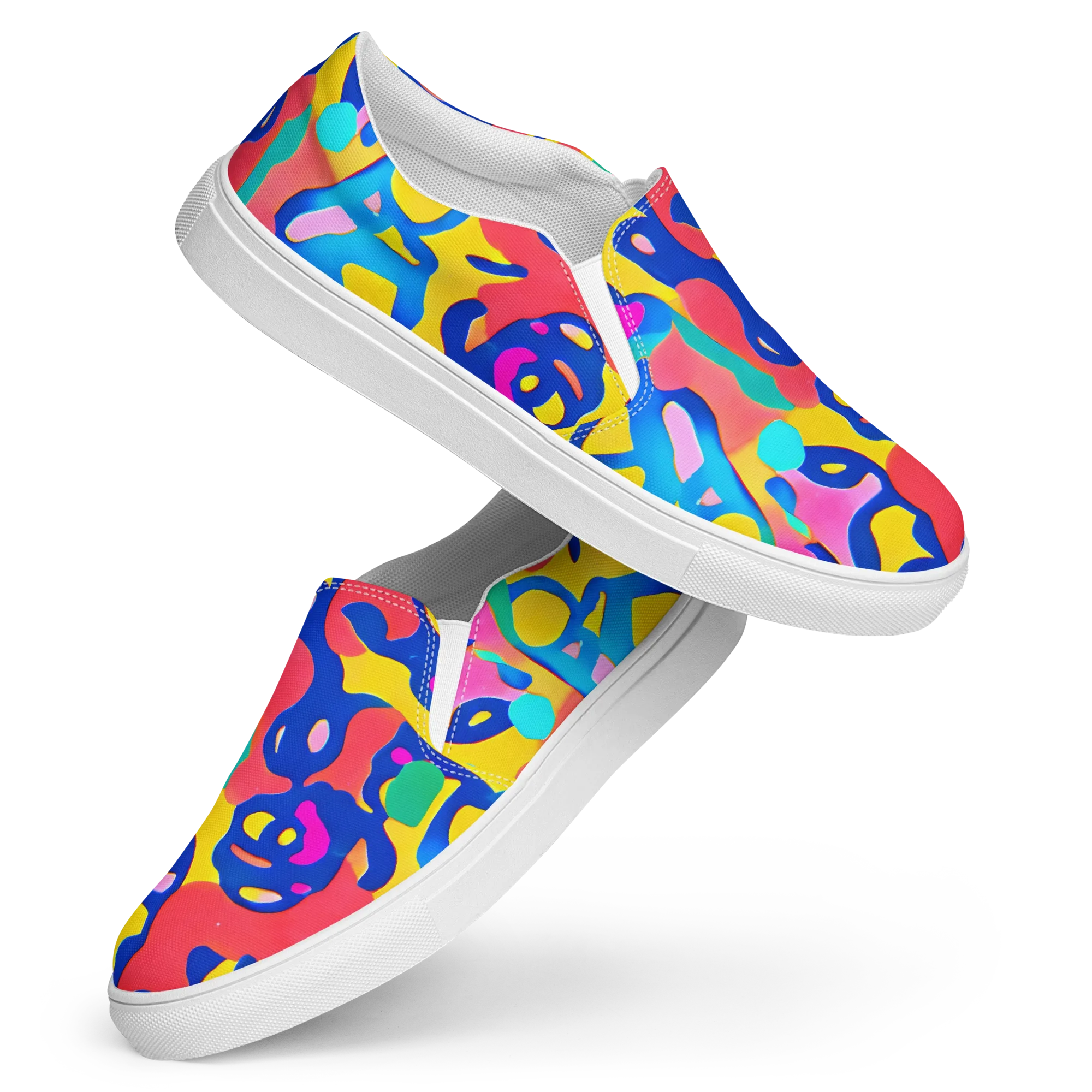 Electric Spill on Women's Slip-On Canvas Shoes — Front