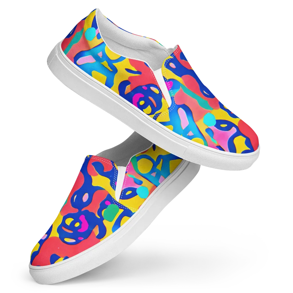 Electric Spill on Women's Slip-On Canvas Shoes — Front
