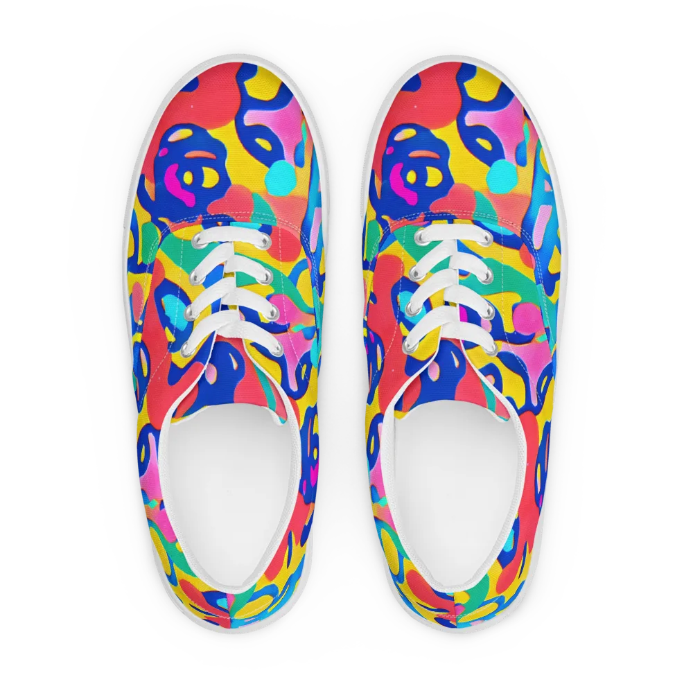 Electric Spill on Men's Lace-Up Canvas Shoes — Front