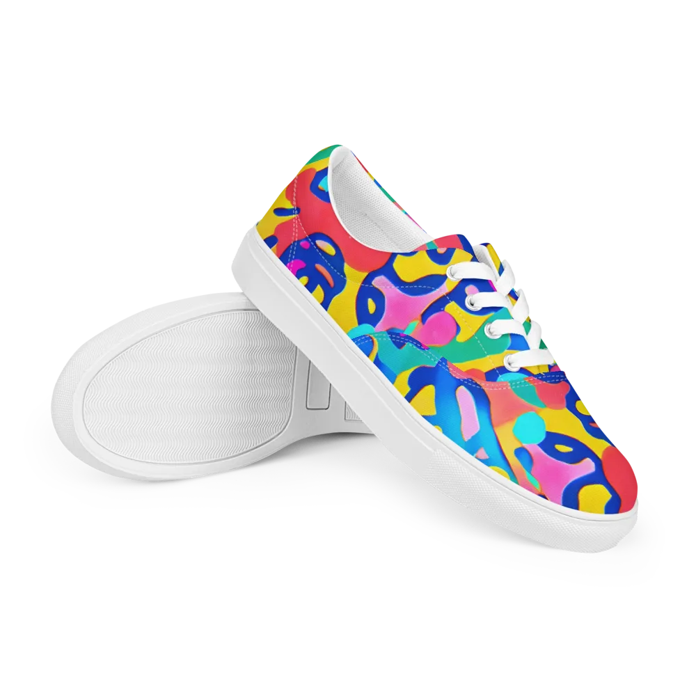 Electric Spill on Men's Lace-Up Canvas Shoes — Right Front