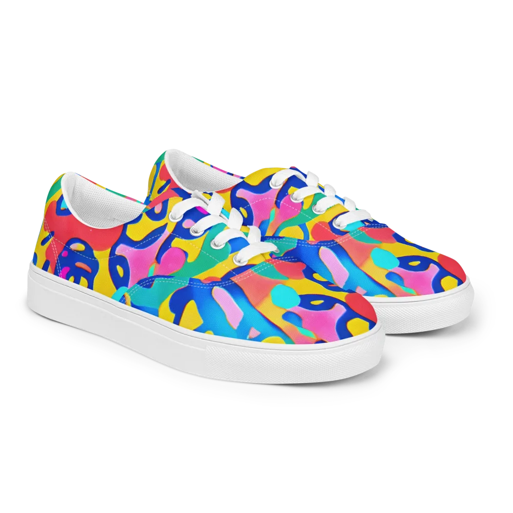 Electric Spill on Men's Lace-Up Canvas Shoes — Right Front