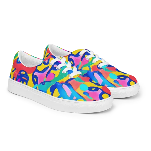 Electric Spill on a Men's Lace-Up Canvas Shoes
