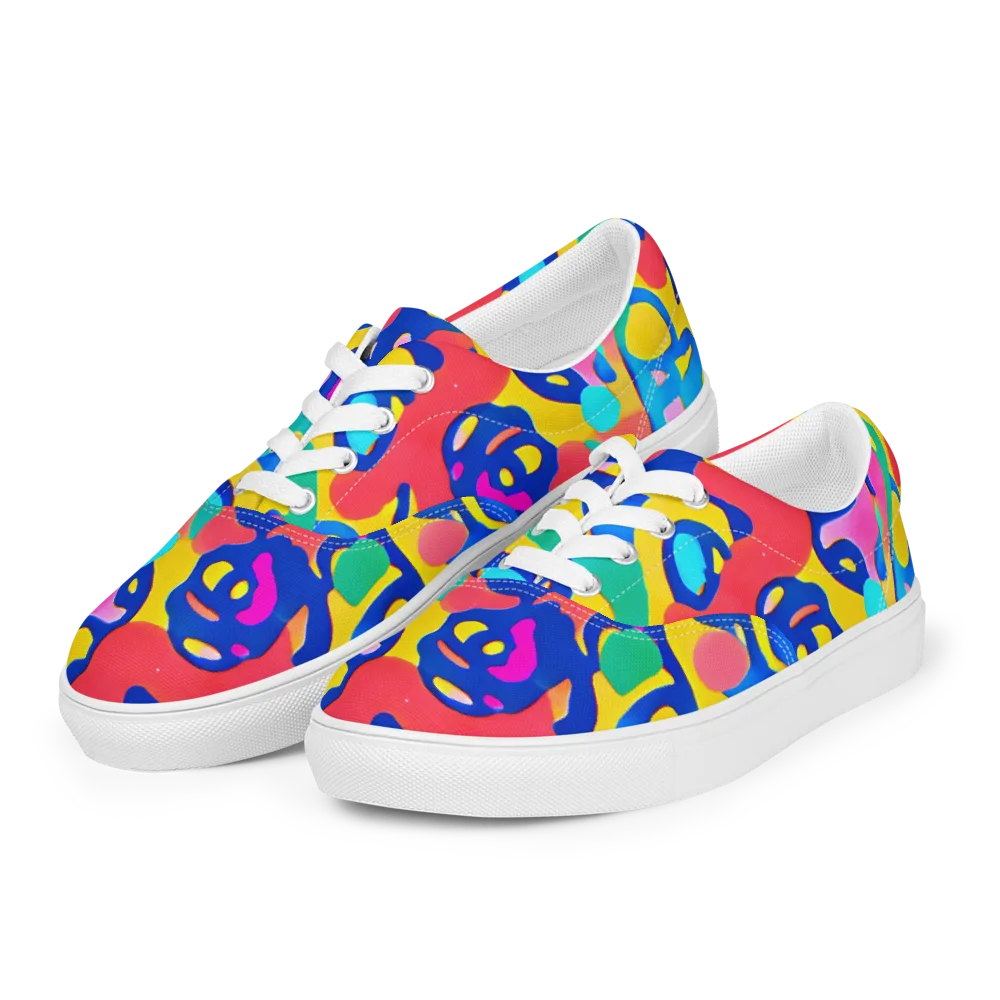 Electric Spill on Men's Lace-Up Canvas Shoes — Left Front