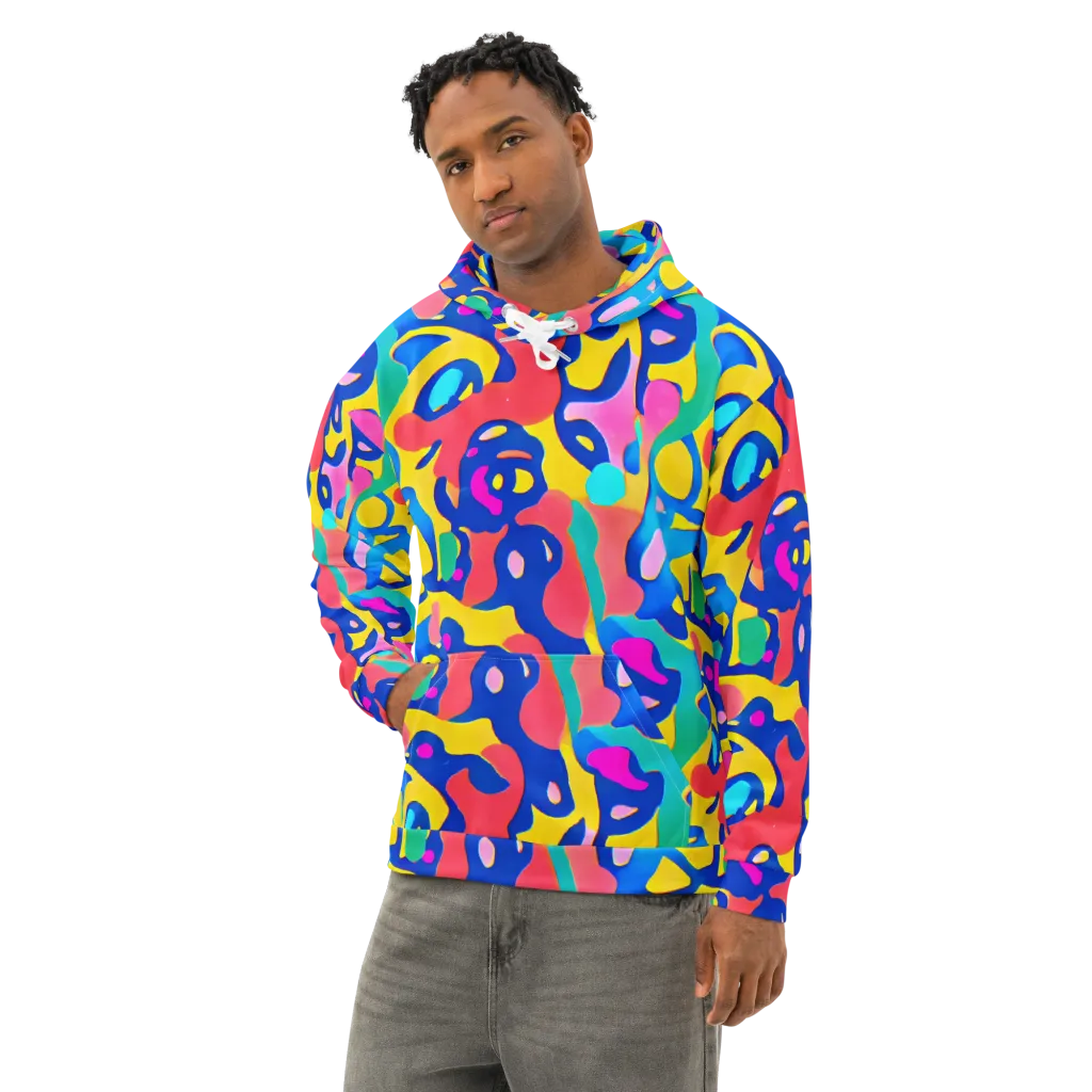 Electric Spill on Cotton Hoodie — Left Front