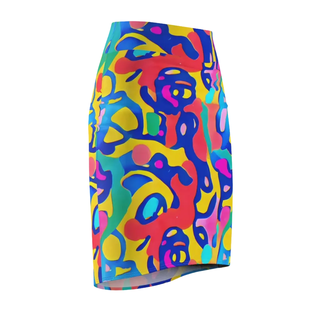 Electric Spill on Pencil Skirt — Front Side