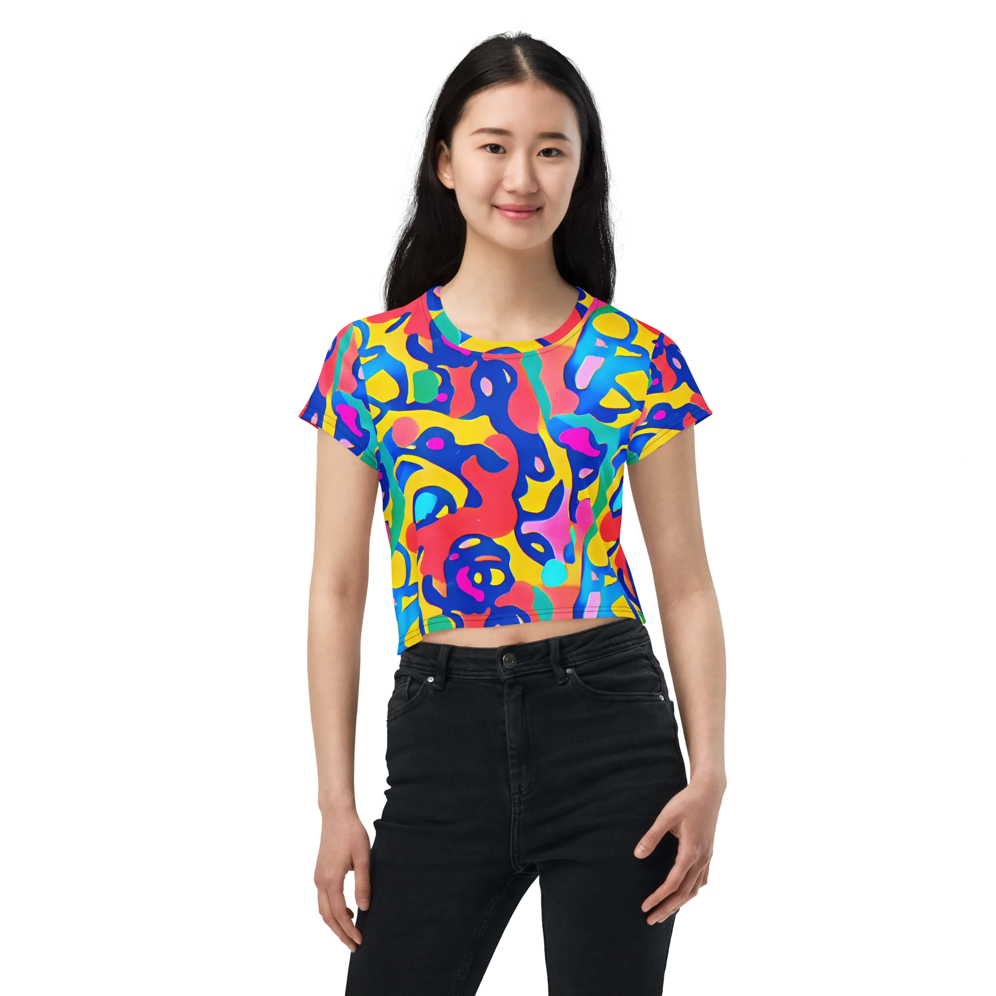 Electric Spill on Crop Tee — Front