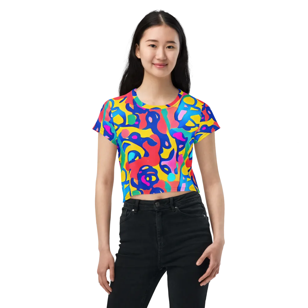 Electric Spill on Crop Tee — Front