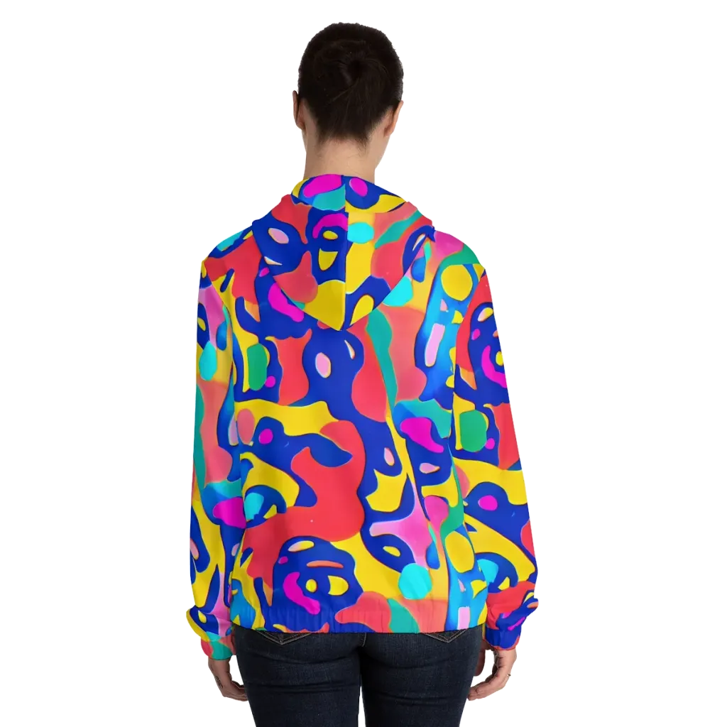Electric Spill on Women's Full-Zip Hoodie — Back On Person