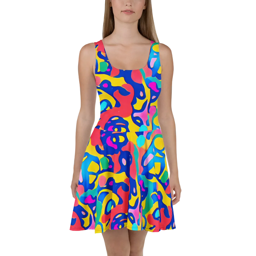 Electric Spill on Skater Dress — Front
