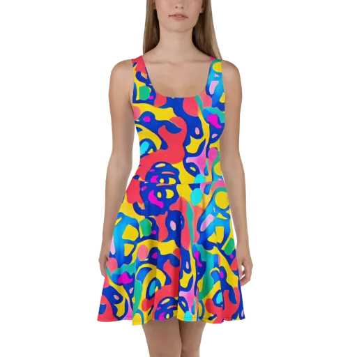 Electric Spill on a Skater Dress