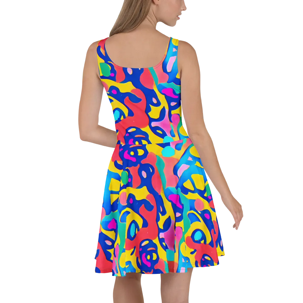 Electric Spill on Skater Dress — Back