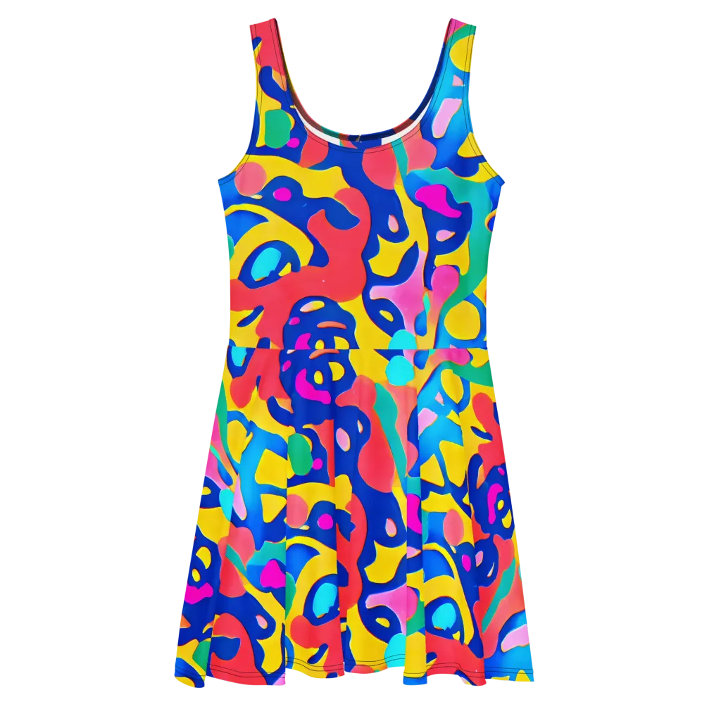 Electric Spill on Skater Dress — Front