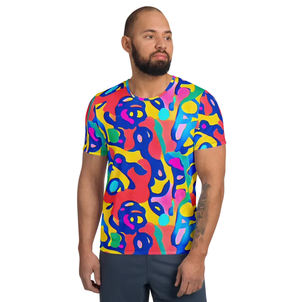 Electric Spill on Men's Athletic T-Shirt — Front