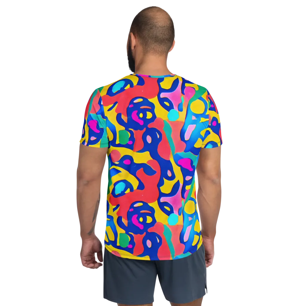 Electric Spill on Men's Athletic T-Shirt — Back