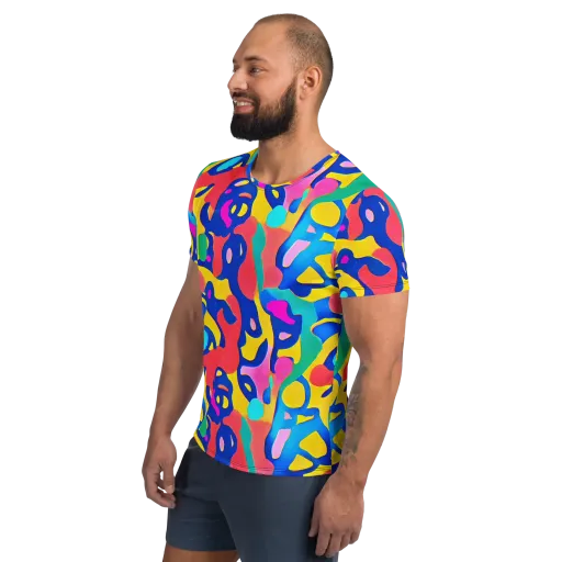 Electric Spill on a Men's Athletic T-Shirt