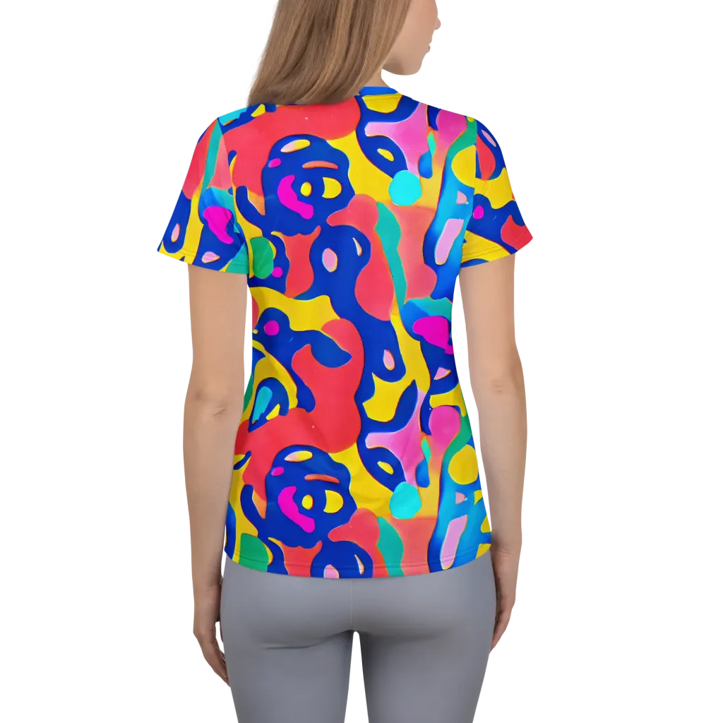 Electric Spill on Women's Athletic T-Shirt — Back