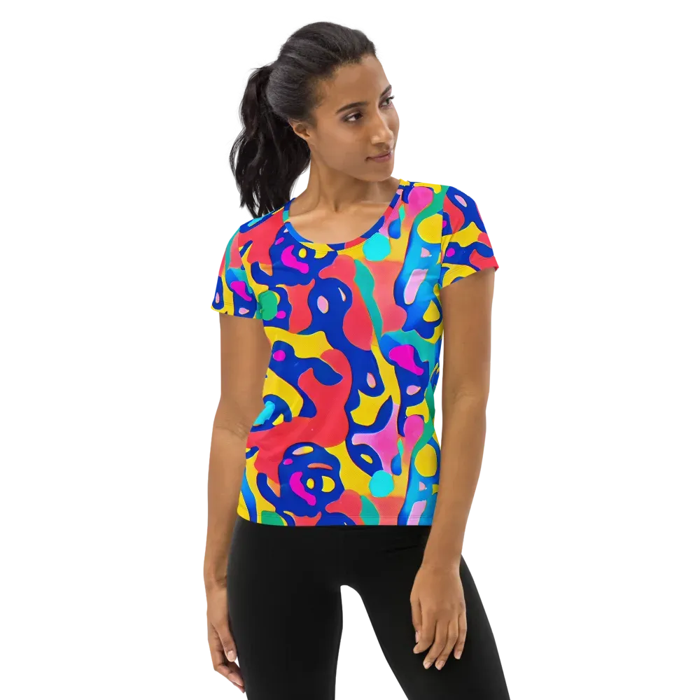 Electric Spill on Women's Athletic T-Shirt — Front