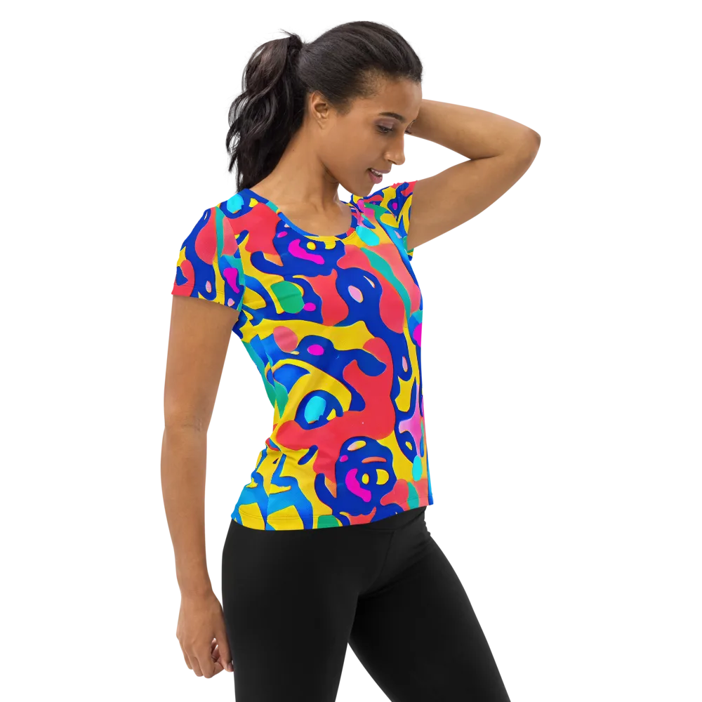 Electric Spill on Women's Athletic T-Shirt — Right