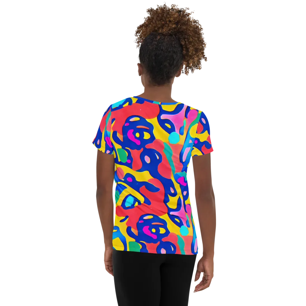 Electric Spill on Women's Athletic T-Shirt — Back