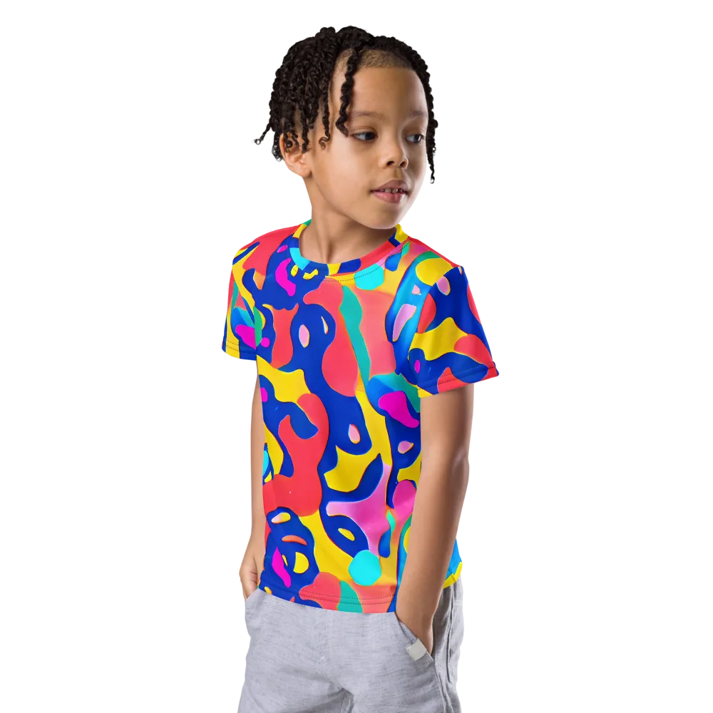 Electric Spill on Kids Crew Neck T-Shirt — Left Front