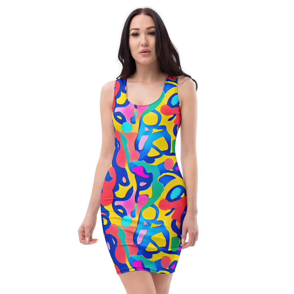 Electric Spill on Bodycon Dress — Front