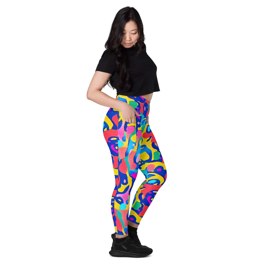 Electric Spill on Leggings with Pockets — Right