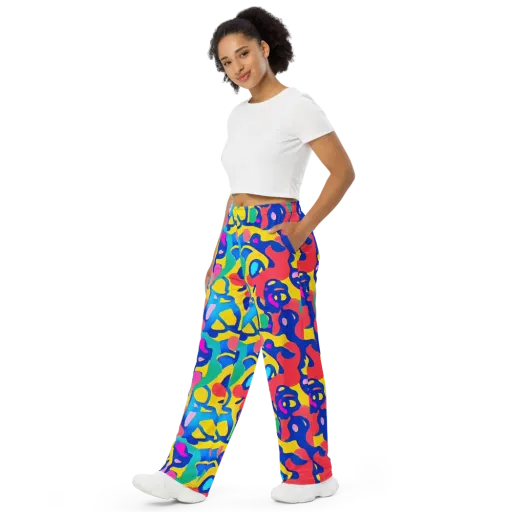 Electric Spill on a Wide-Leg Pants