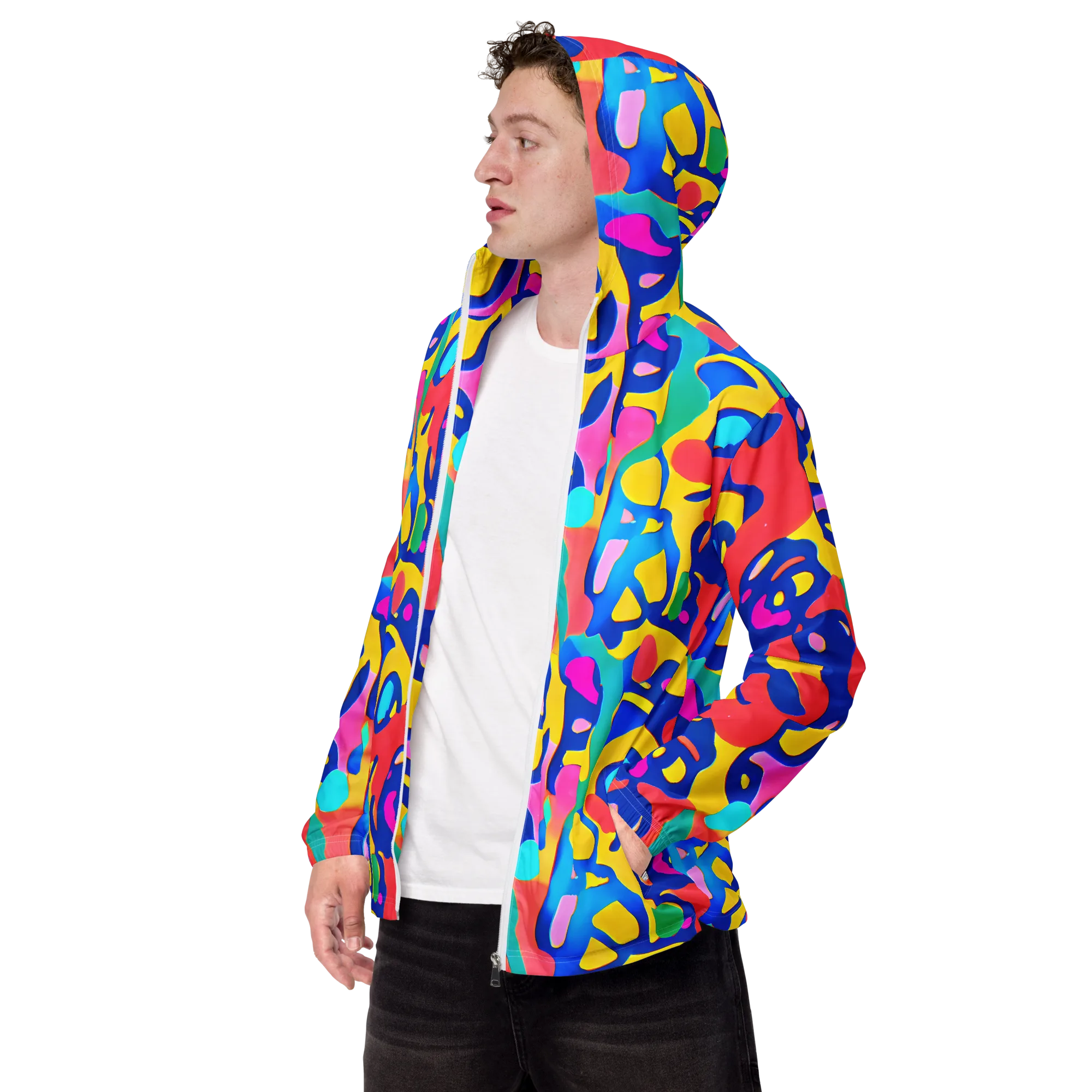 Electric Spill on Men's Windbreaker — Left Front