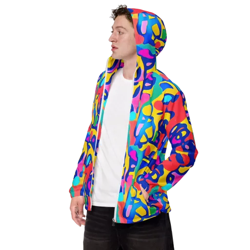 Electric Spill on a Men's Windbreaker