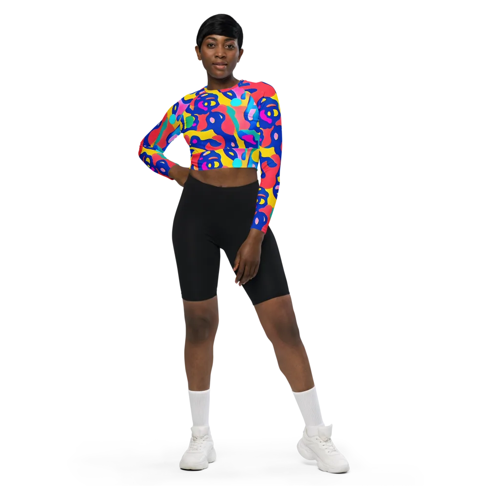 Electric Spill on Long Sleeve Crop Top — Front
